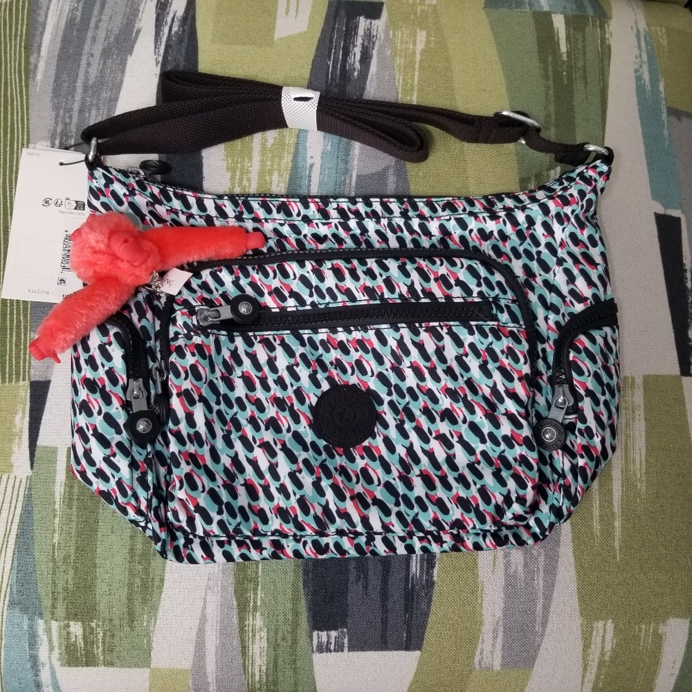 Kipling Gabbie S In Abstract Print Cute and Bright Coral Monkey